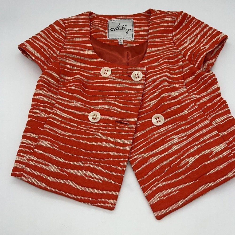 Milly of New York Orange zebra stripe Blazer jacket size 2